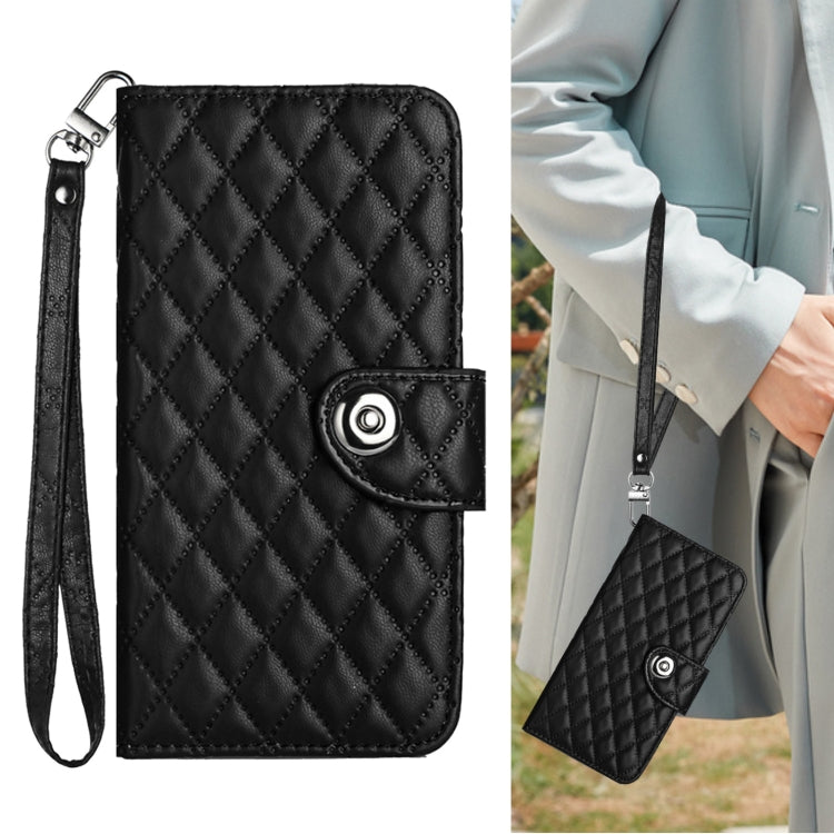 For Realme C17 / 7i Rhombic Texture Flip Leather Phone Case with Lanyard