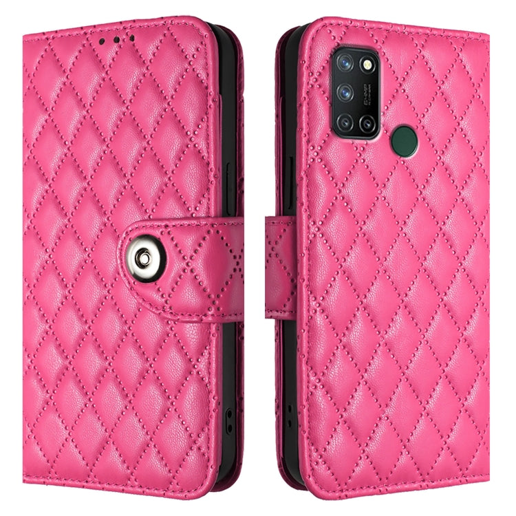 For Realme C17 / 7i Rhombic Texture Flip Leather Phone Case with Lanyard