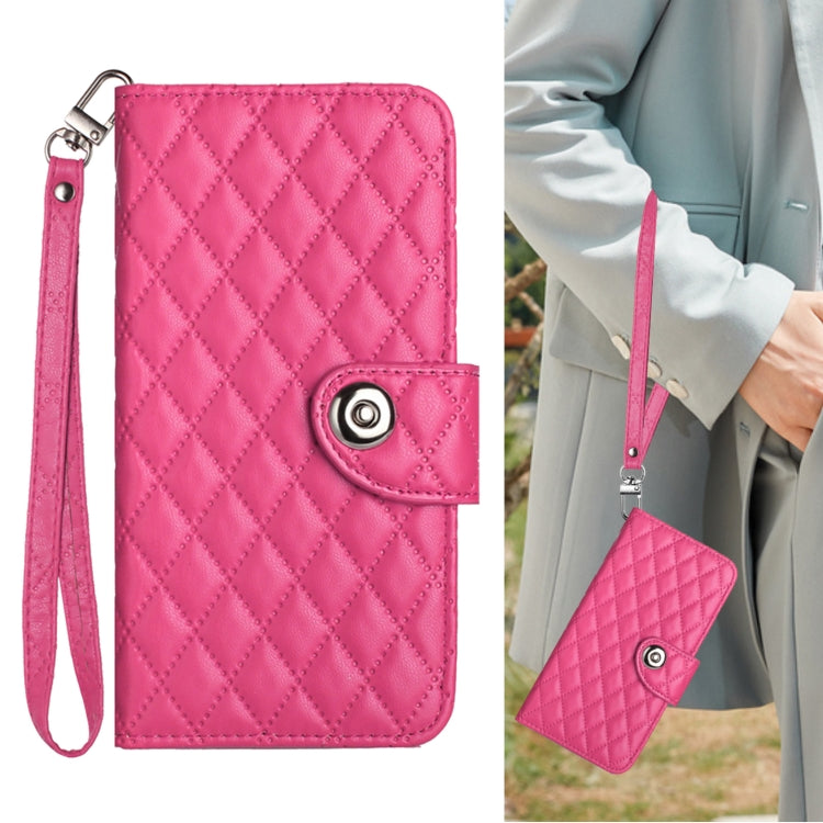 For Realme C17 / 7i Rhombic Texture Flip Leather Phone Case with Lanyard