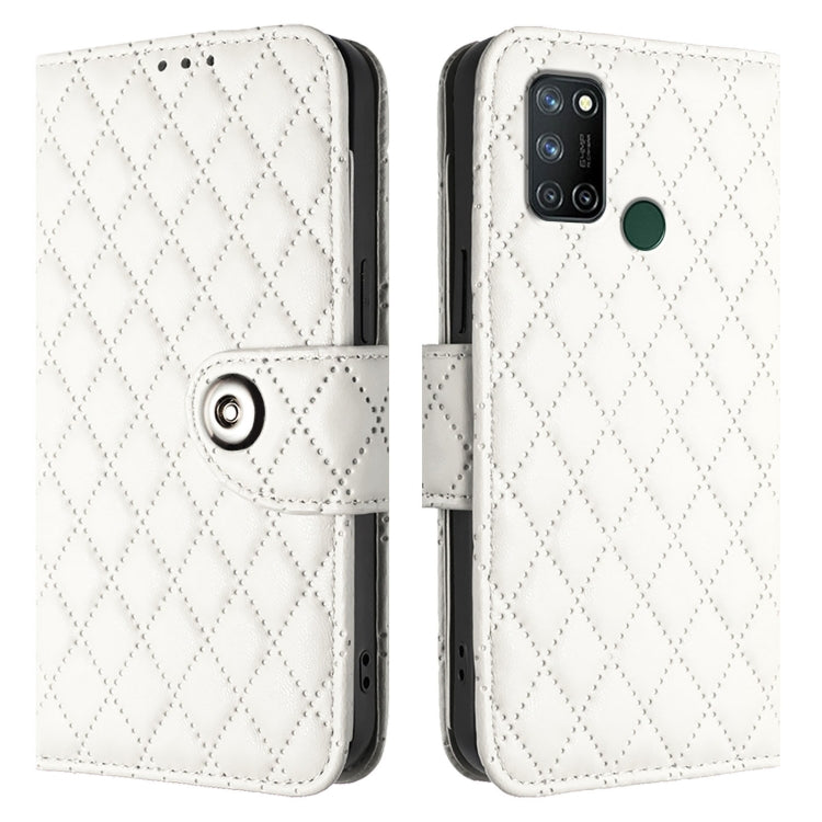 For Realme C17 / 7i Rhombic Texture Flip Leather Phone Case with Lanyard