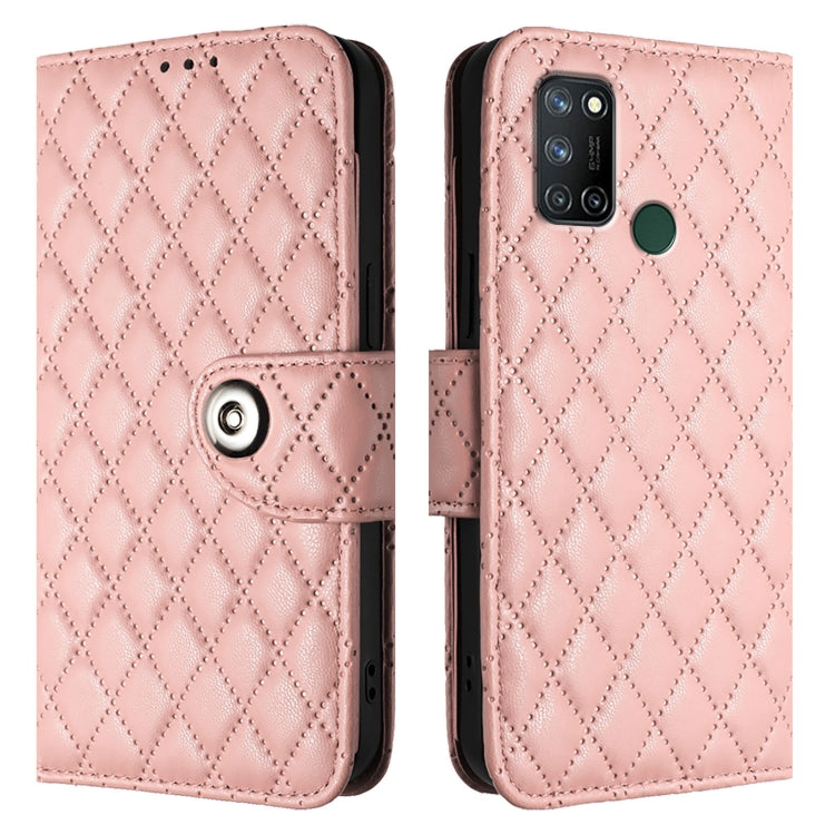 For Realme C17 / 7i Rhombic Texture Flip Leather Phone Case with Lanyard