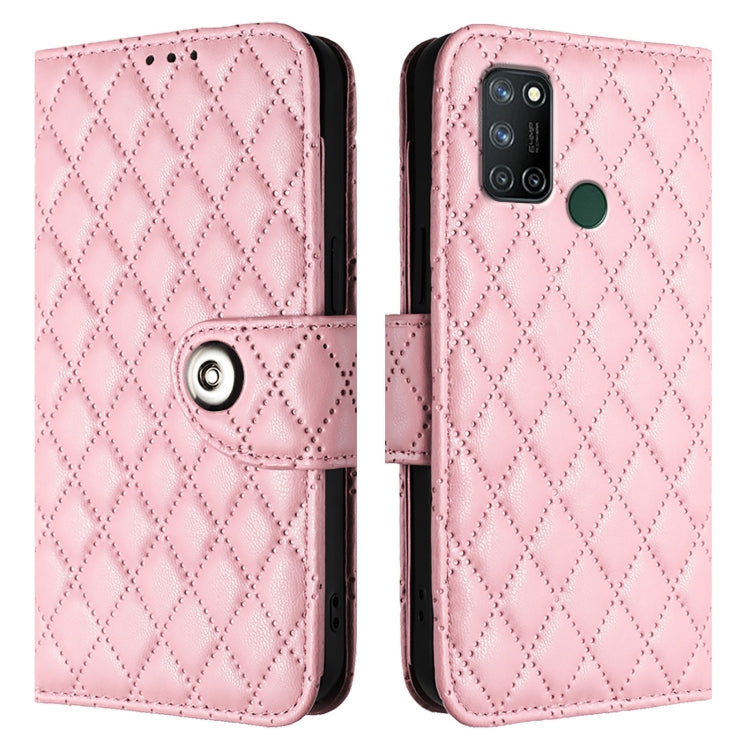 For Realme C17 / 7i Rhombic Texture Flip Leather Phone Case with Lanyard