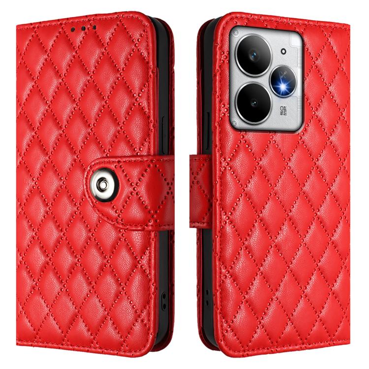 For Realme Neo7 Turbo 5G Rhombic Texture Flip Leather Phone Case with Lanyard