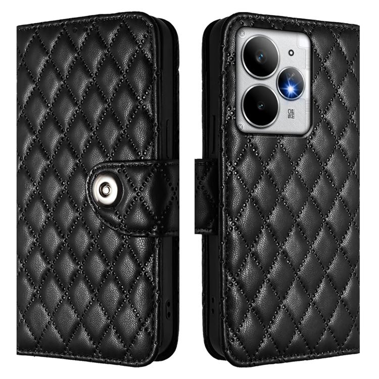 For Realme Neo7 Turbo 5G Rhombic Texture Flip Leather Phone Case with Lanyard