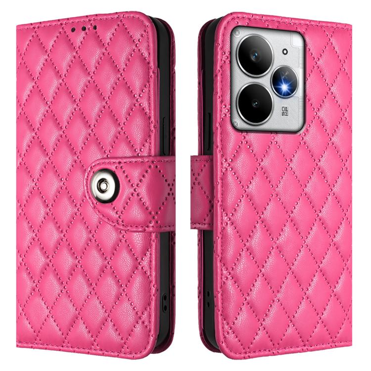 For Realme Neo7 Turbo 5G Rhombic Texture Flip Leather Phone Case with Lanyard