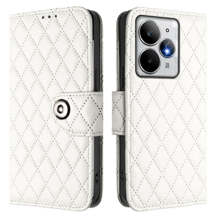 For Realme Neo7 Turbo 5G Rhombic Texture Flip Leather Phone Case with Lanyard