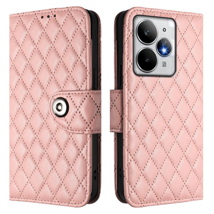 For Realme Neo7 Turbo 5G Rhombic Texture Flip Leather Phone Case with Lanyard