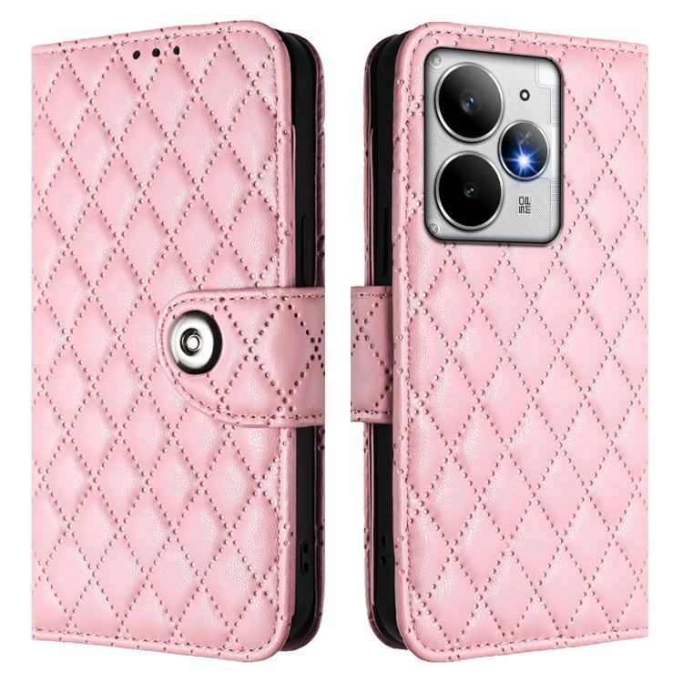 For Realme Neo7 Turbo 5G Rhombic Texture Flip Leather Phone Case with Lanyard
