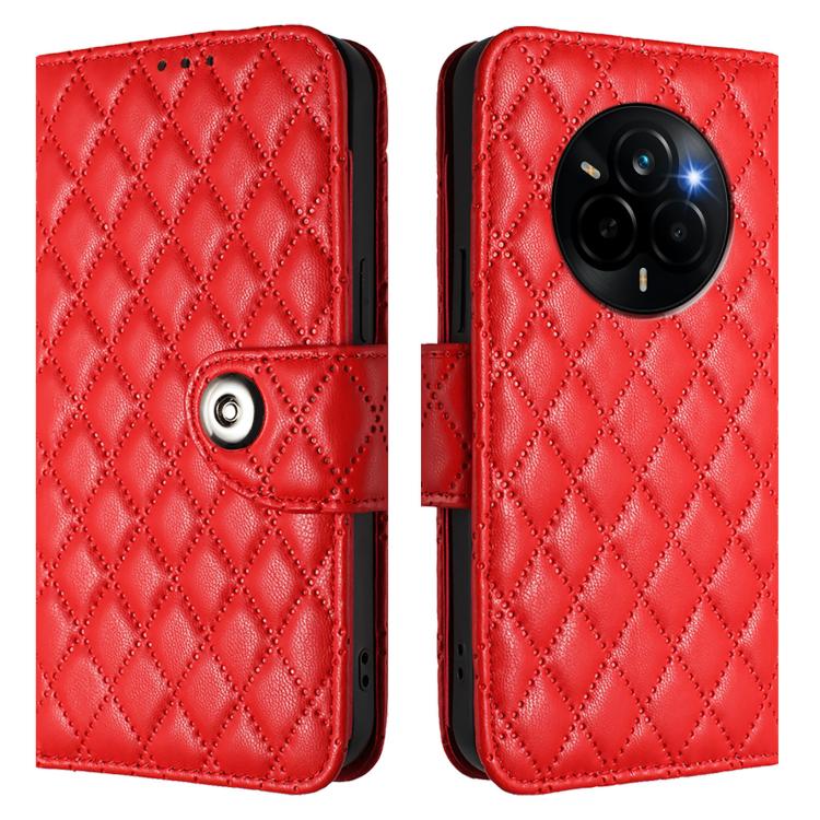 For Realme Narzo 80 Pro / 14 Pro 5G India Rhombic Texture Flip Leather Phone Case with Lanyard