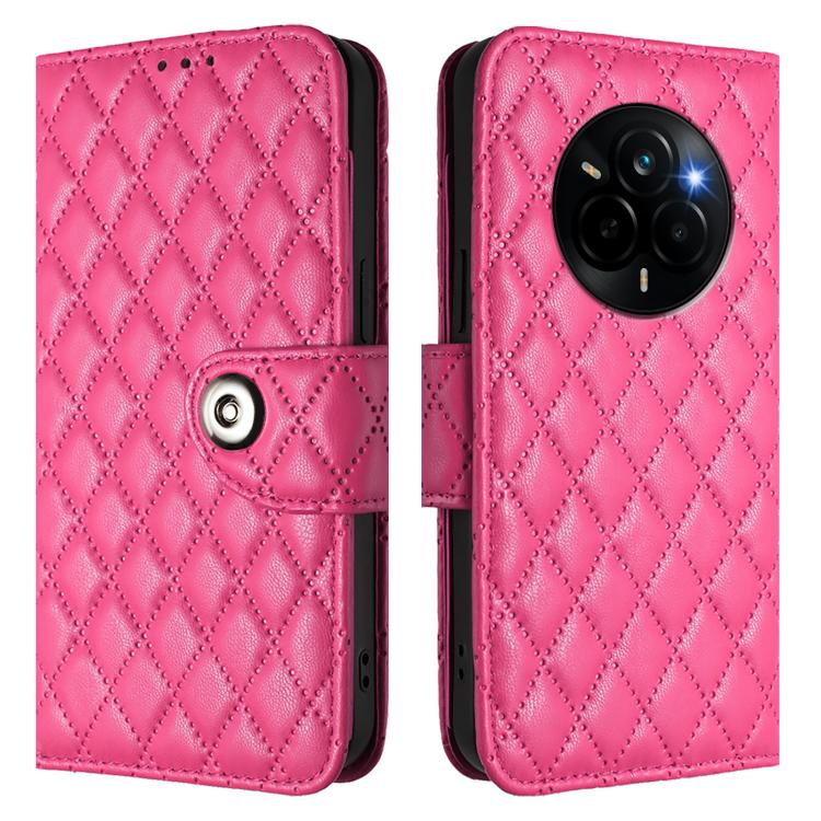 For Realme Narzo 80 Pro / 14 Pro 5G India Rhombic Texture Flip Leather Phone Case with Lanyard