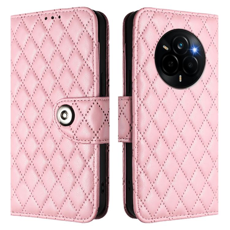 For Realme Narzo 80 Pro / 14 Pro 5G India Rhombic Texture Flip Leather Phone Case with Lanyard