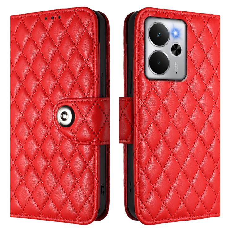 For Realme 14 5G Global / P3 5G India Rhombic Texture Flip Leather Phone Case with Lanyard