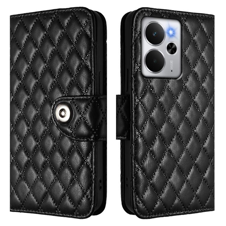 For Realme 14 5G Global / P3 5G India Rhombic Texture Flip Leather Phone Case with Lanyard