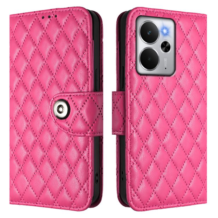 For Realme 14 5G Global / P3 5G India Rhombic Texture Flip Leather Phone Case with Lanyard
