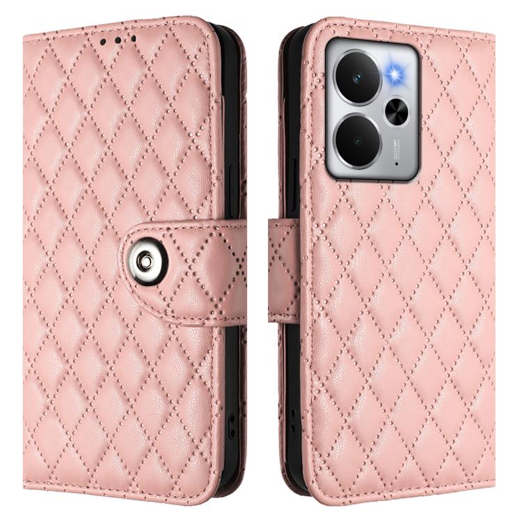 For Realme 14 5G Global / P3 5G India Rhombic Texture Flip Leather Phone Case with Lanyard