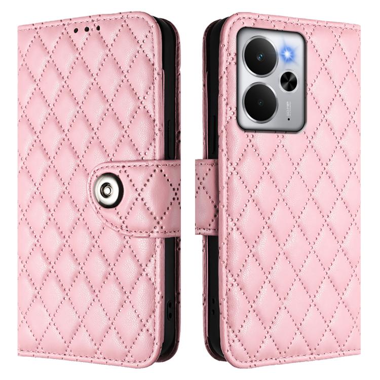 For Realme 14 5G Global / P3 5G India Rhombic Texture Flip Leather Phone Case with Lanyard