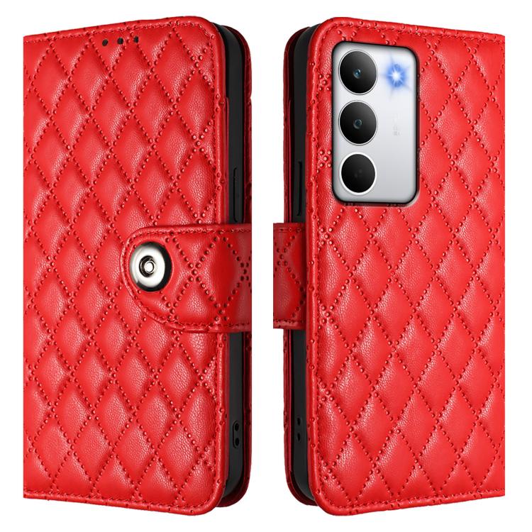 For Realme C71 4G Global Rhombic Texture Flip Leather Phone Case with Lanyard