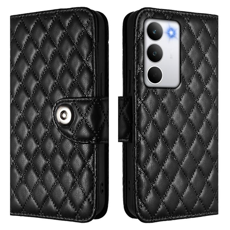 For Realme C71 4G Global Rhombic Texture Flip Leather Phone Case with Lanyard