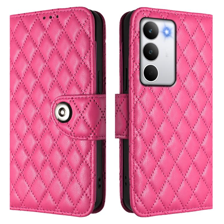 For Realme C71 4G Global Rhombic Texture Flip Leather Phone Case with Lanyard