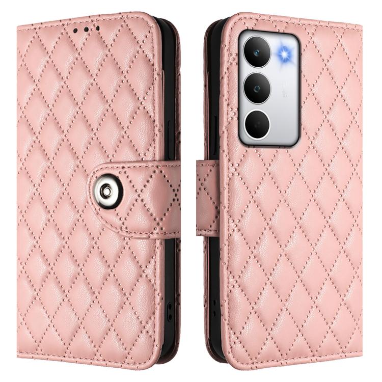 For Realme C71 4G Global Rhombic Texture Flip Leather Phone Case with Lanyard