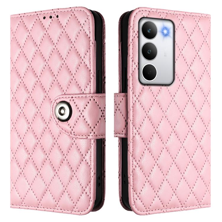 For Realme C71 4G Global Rhombic Texture Flip Leather Phone Case with Lanyard