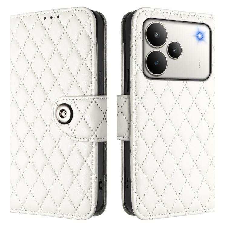 For Realme P4 5G Rhombic Texture Flip Leather Phone Case with Lanyard