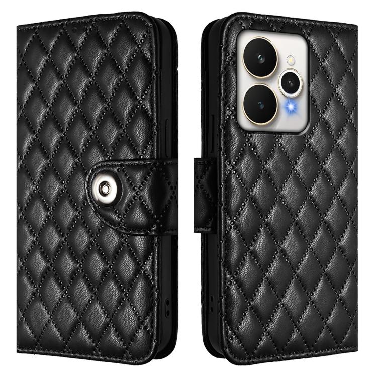 For Realme 15 / 15 Pro 5G Global Rhombic Texture Flip Leather Phone Case with Lanyard