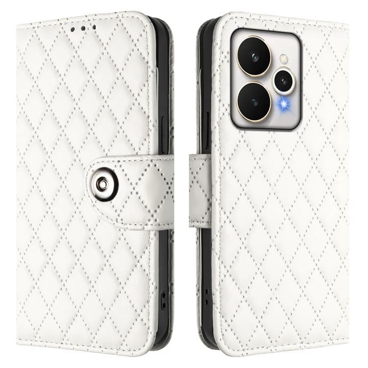 For Realme 15 / 15 Pro 5G Global Rhombic Texture Flip Leather Phone Case with Lanyard