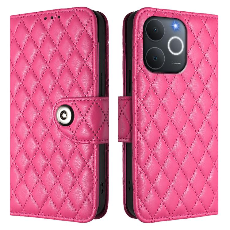 For Realme C71 4G India Rhombic Texture Flip Leather Phone Case with Lanyard