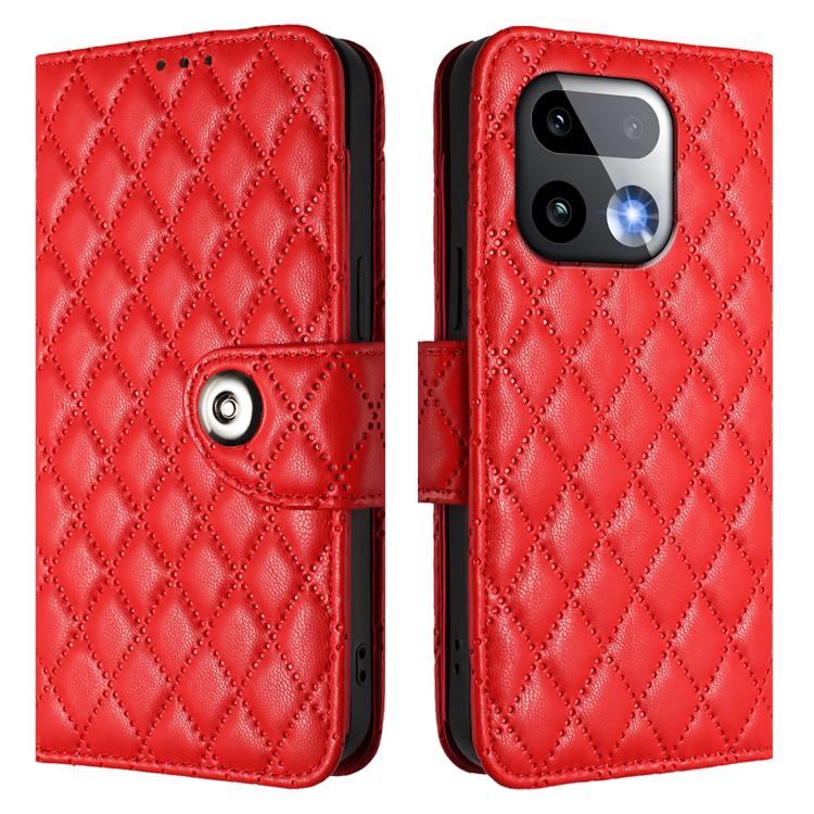 For Realme 16 Pro+ 5G Global Rhombic Texture Flip Leather Phone Case with Lanyard