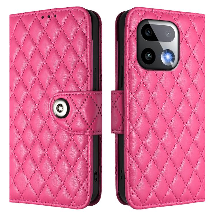 For Realme 16 Pro+ 5G Global Rhombic Texture Flip Leather Phone Case with Lanyard