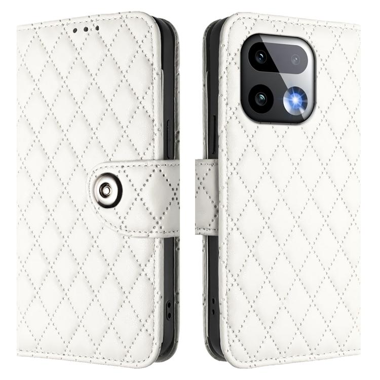 For Realme 16 Pro+ 5G Global Rhombic Texture Flip Leather Phone Case with Lanyard