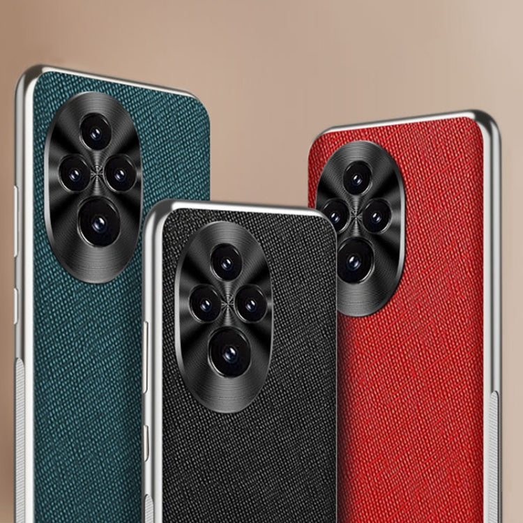 For Honor 200 Pro Silver Edge Cross Texture PU Leather Phone Case