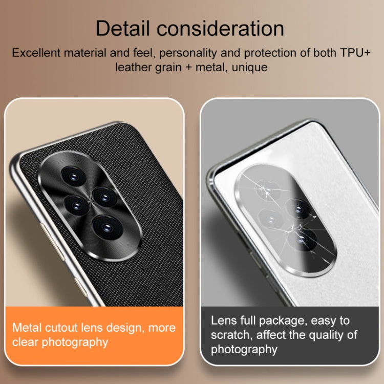 For Honor 200 Pro Silver Edge Cross Texture PU Leather Phone Case