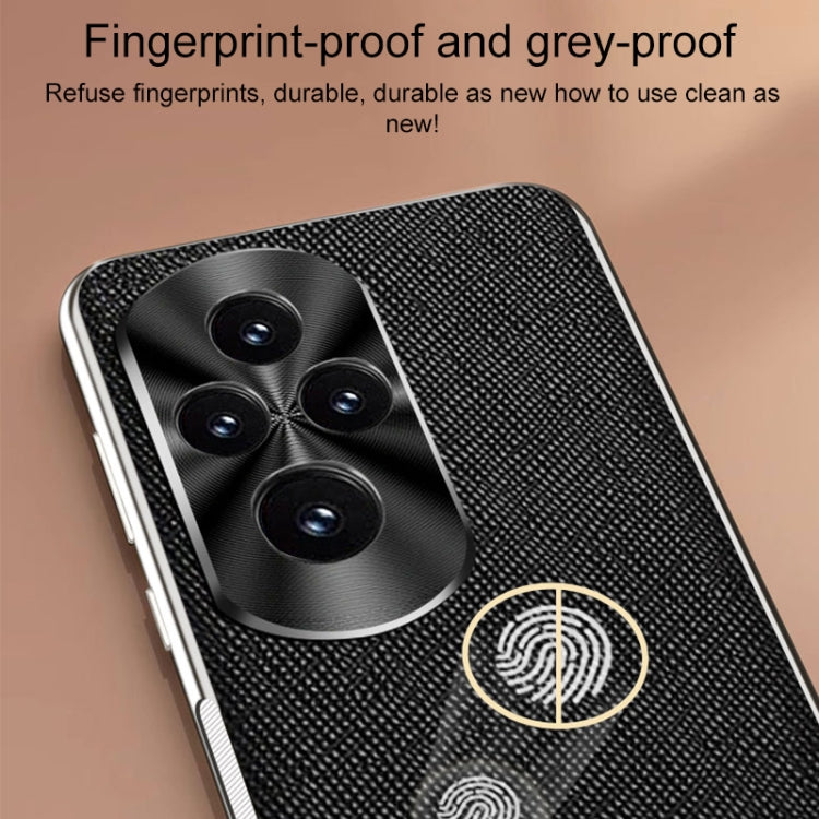 For Honor 200 Pro Silver Edge Cross Texture PU Leather Phone Case