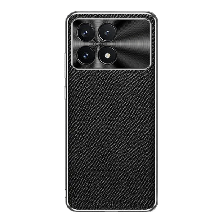 For Redmi K70 Silver Edge Cross Texture PU Leather Phone Case