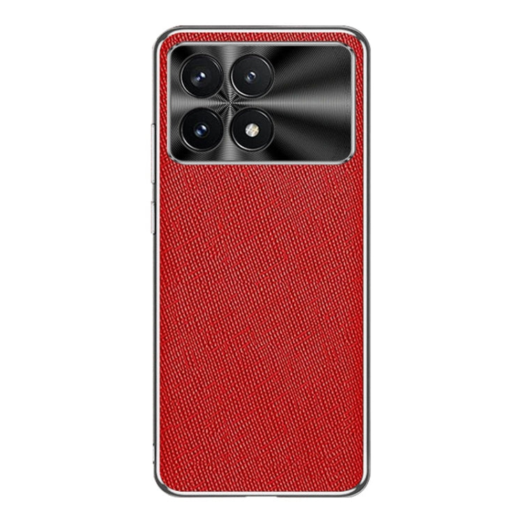 For Redmi K70 Silver Edge Cross Texture PU Leather Phone Case