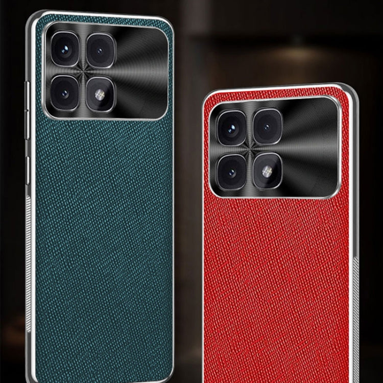 For Redmi K70 Silver Edge Cross Texture PU Leather Phone Case