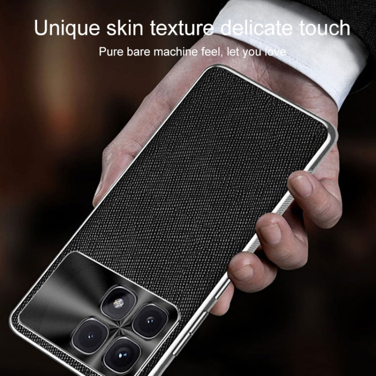 For Redmi K70 Ultra Silver Edge Cross Texture PU Leather Phone Case