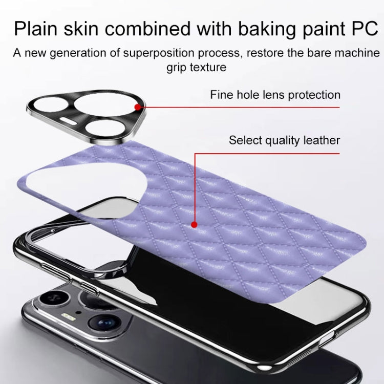 For Huawei Pura 70 Ultra Silver Edge Rhombic Texture PU Leather Phone Case