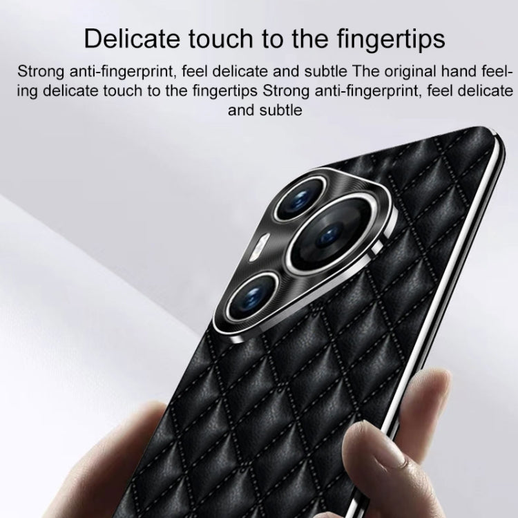 For Huawei Pura 70 Pro / 70 Pro+ Silver Edge Rhombic Texture PU Leather Phone Case