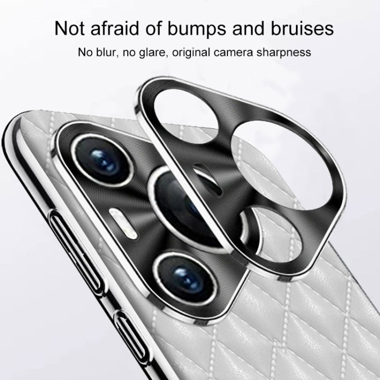 For Huawei Pura 70 Pro / 70 Pro+ Silver Edge Rhombic Texture PU Leather Phone Case