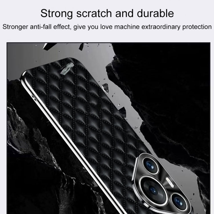 For Huawei Pura 70 Pro / 70 Pro+ Silver Edge Rhombic Texture PU Leather Phone Case