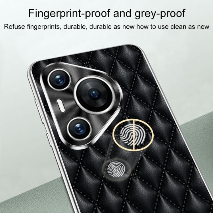 For Huawei Pura 70 Pro / 70 Pro+ Silver Edge Rhombic Texture PU Leather Phone Case