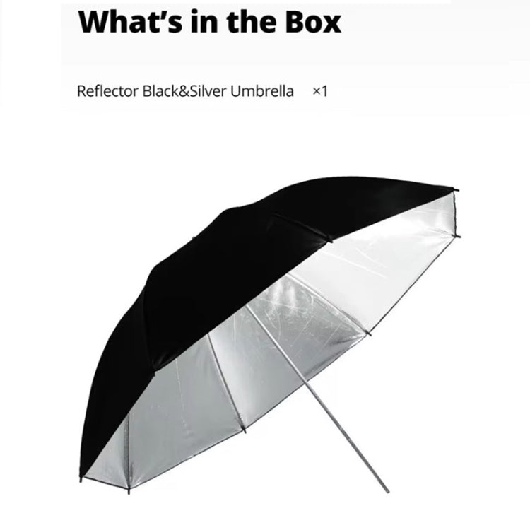 Godox UB002 Photography Studio Reflector Diffuser Umbrella, Size:43 inch 108cm - Black Silver