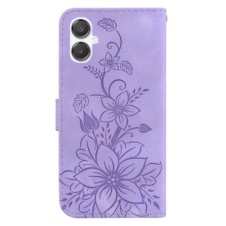 For Galaxy A25 5G / A25e JP Edition Lily Embossed Leather Phone Case