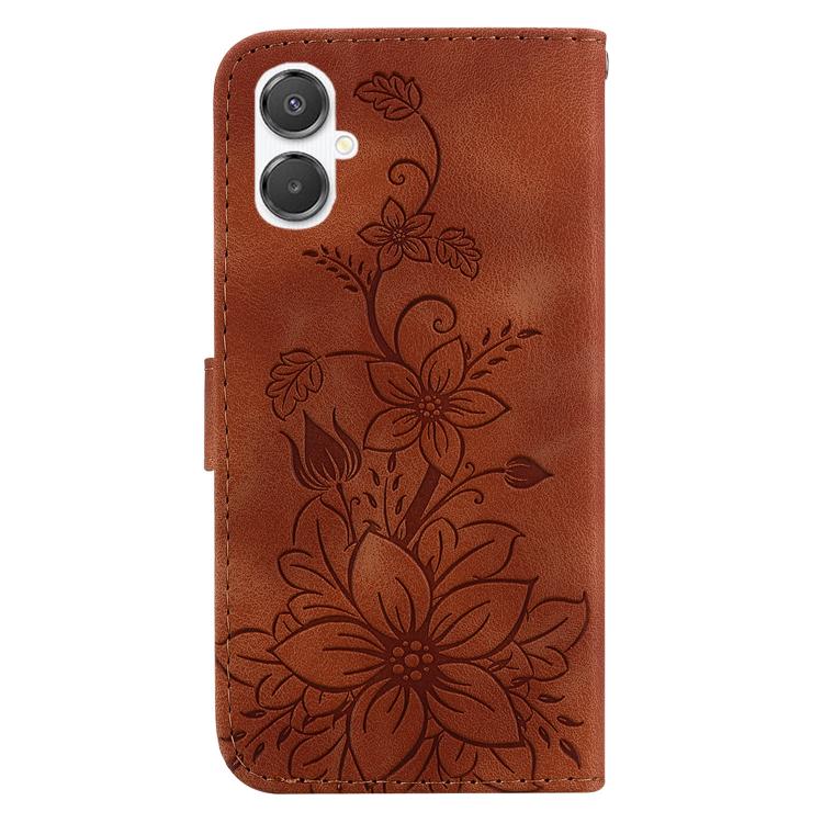 For Galaxy A25 5G / A25e JP Edition Lily Embossed Leather Phone Case