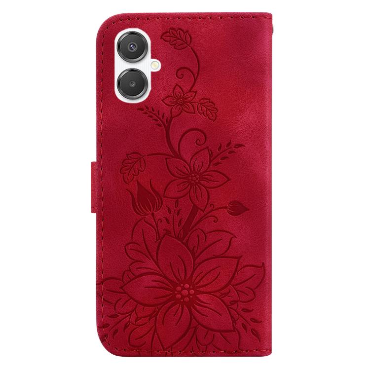 For Galaxy A25 5G / A25e JP Edition Lily Embossed Leather Phone Case