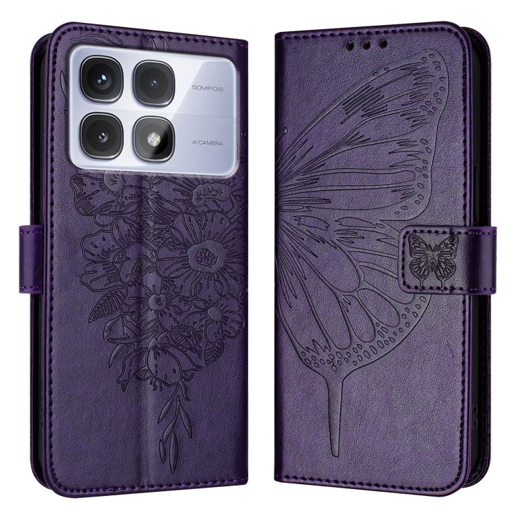 For Redmi K70 Ultra 5G Global Embossed Butterfly Leather Phone Case