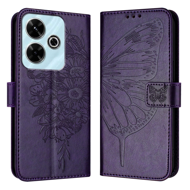 For Redmi 13 4G Embossed Butterfly Leather Phone Case